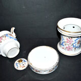 Tisanière ancienne en porcelaine de Paris veilleuse Théière à infusion fleurie peint main 19e s.