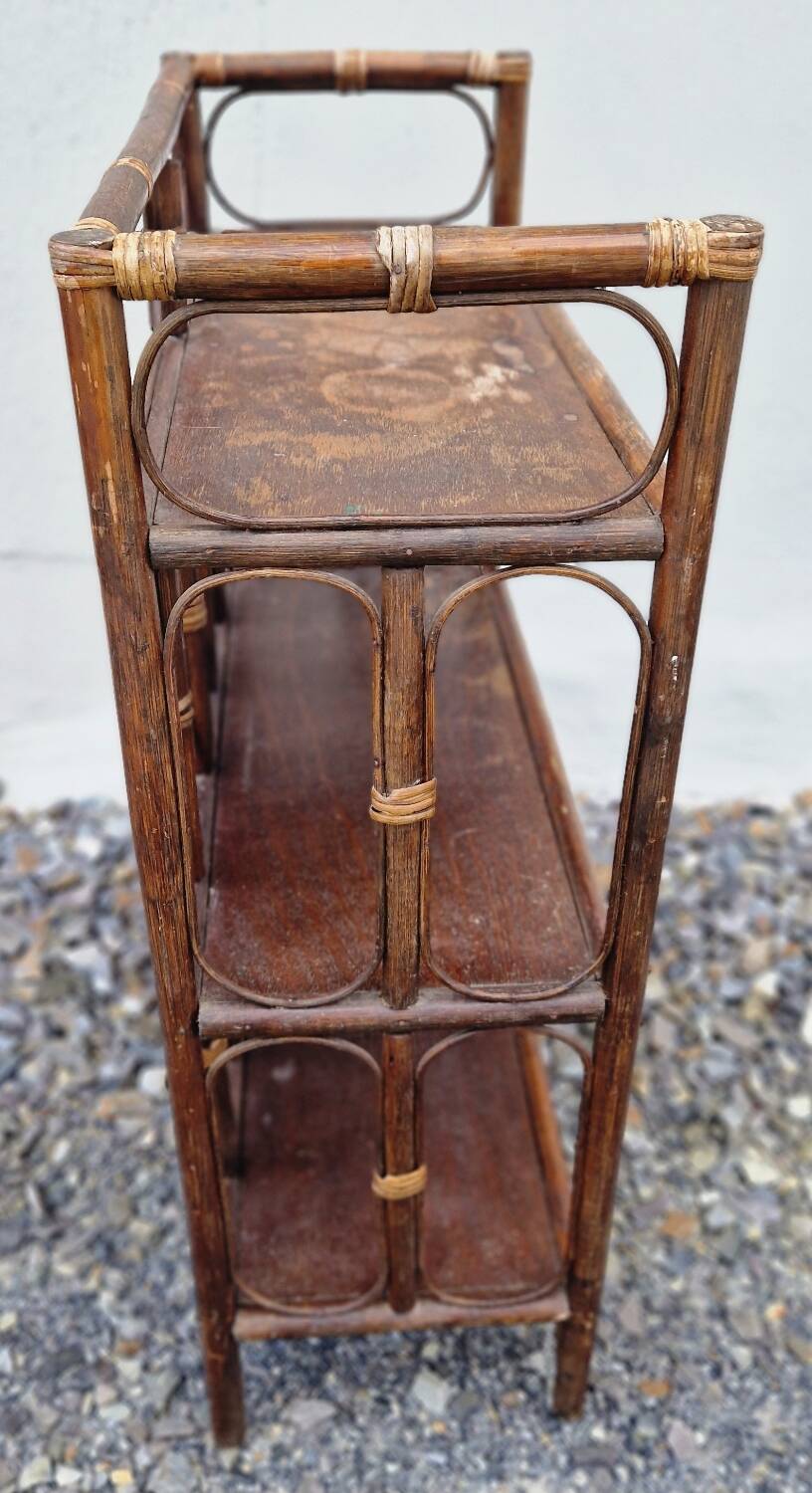 Wood and wicker bookshelf