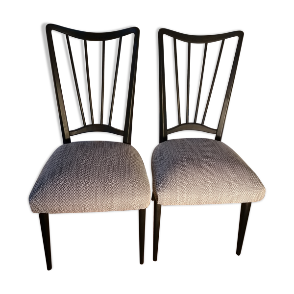 Lot 2 chaises bois tissu
