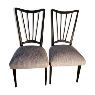 Lot 2 chaises bois tissu