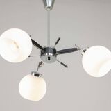 Space Age Italian Chrome and Opaline Chandelier, 1970s