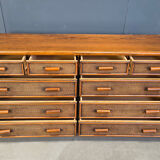 Vintage rattan and bamboo chest of drawers, 1970s