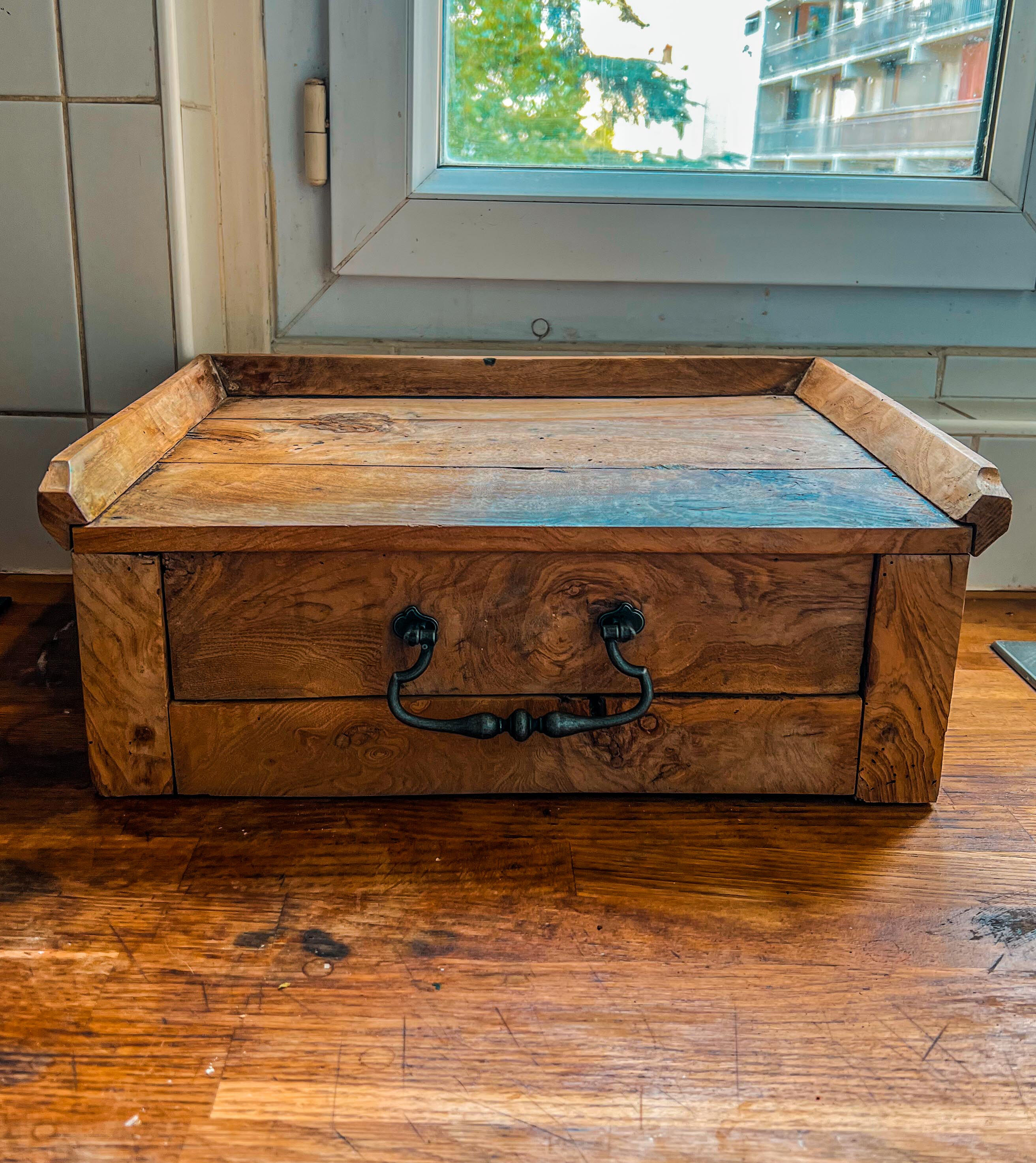 Olive wood storage cabinet