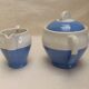 Vintage Ceranord coffee service pot coffee maker sugar bowl blue white