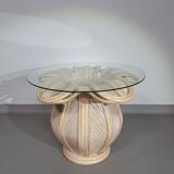 Table d'appoint en roseau fendu / roseau crayon / rotin / cloche en bambou.