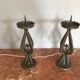Paire de grands chandeliers brutalistes