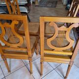 4 Louis XVI lyre chairs with caning