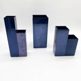 Modular metal vases – petrol blue, 1980s