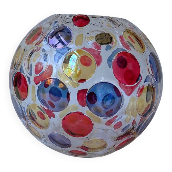 Vase boule vintage - Bohême 1960 - ''Nemo'' Borske Sklo par Max Kannegiesser