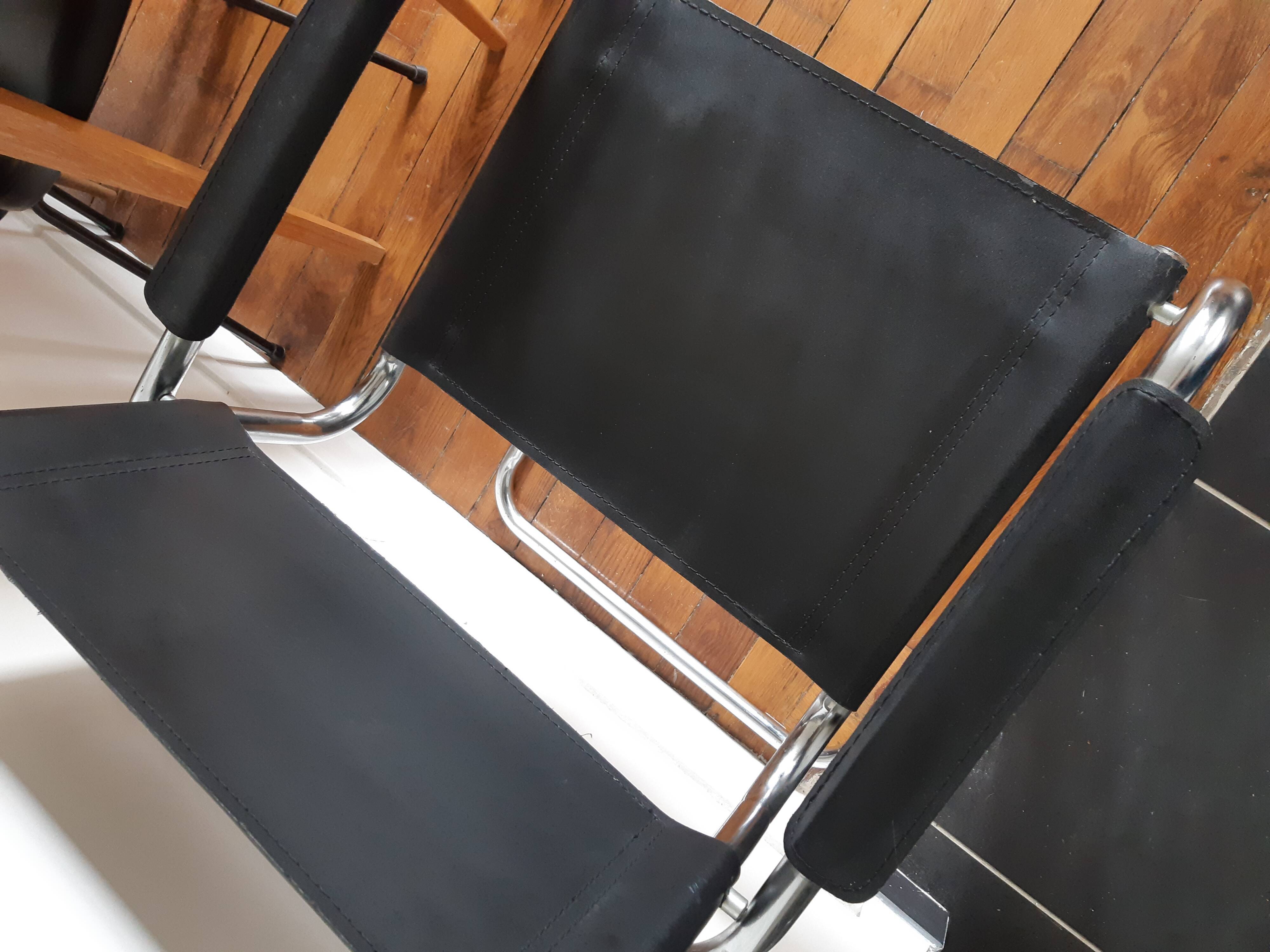 Lot of 3 vintage metal and skai armchairs