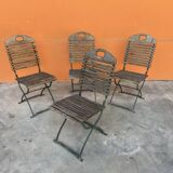 4 folding chairs vintage terrace bistro 60s in metal & wood