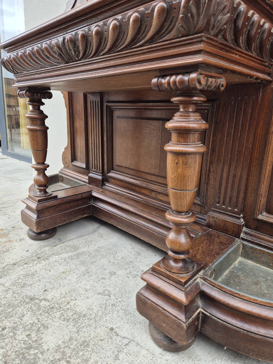 Cloakroom Napoleon III coat rack 19th in solid oak