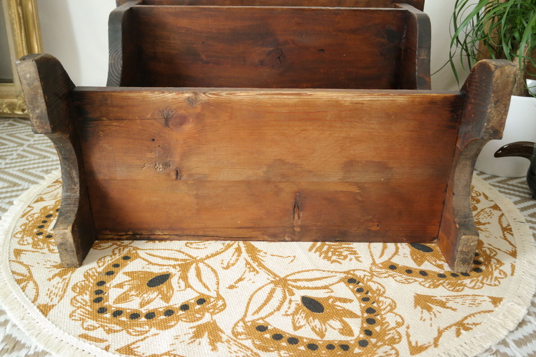 Old rustic fir side table