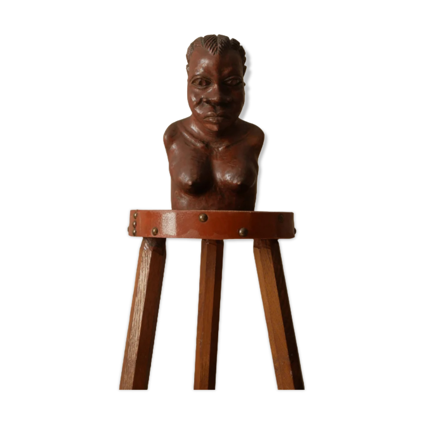 Carved wooden bust African art tribal ethnic decoration