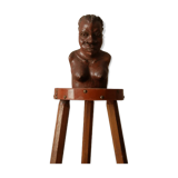 Carved wooden bust African art tribal ethnic decoration