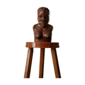 Carved wooden bust African art tribal ethnic decoration