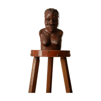 Carved wooden bust African art tribal ethnic decoration
