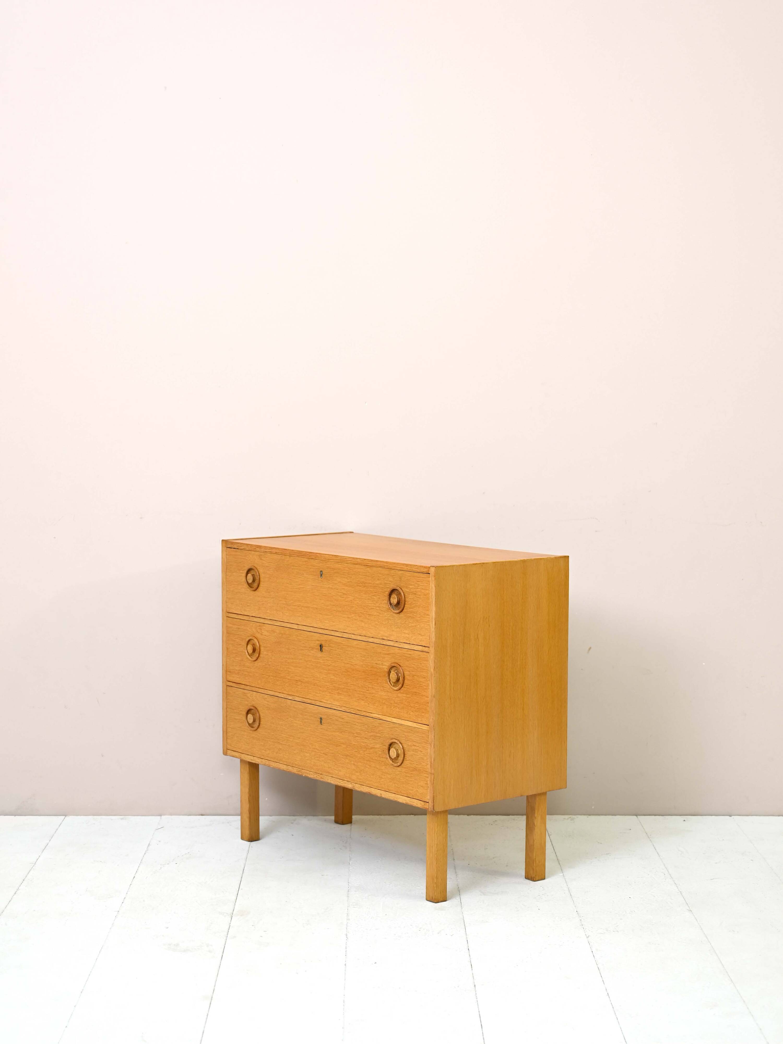 Scandinavian oak chest of drawers