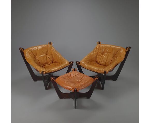 Set Of 2 Luna Chairs With Ottoman By Odd Knutsen 1970s Selency Set Of 2 Luna Chairs With Ottoman By, Odd Outdoor Furniture