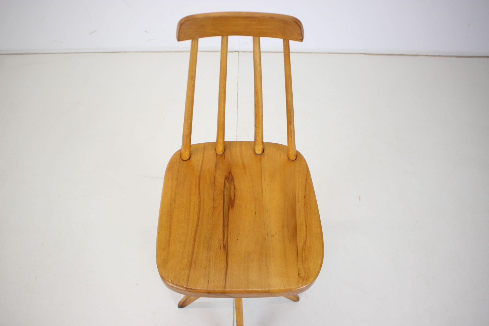 Midcentury wood revolving chair, czechoslovakia, 1970s