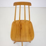 Midcentury wood revolving chair, czechoslovakia, 1970s
