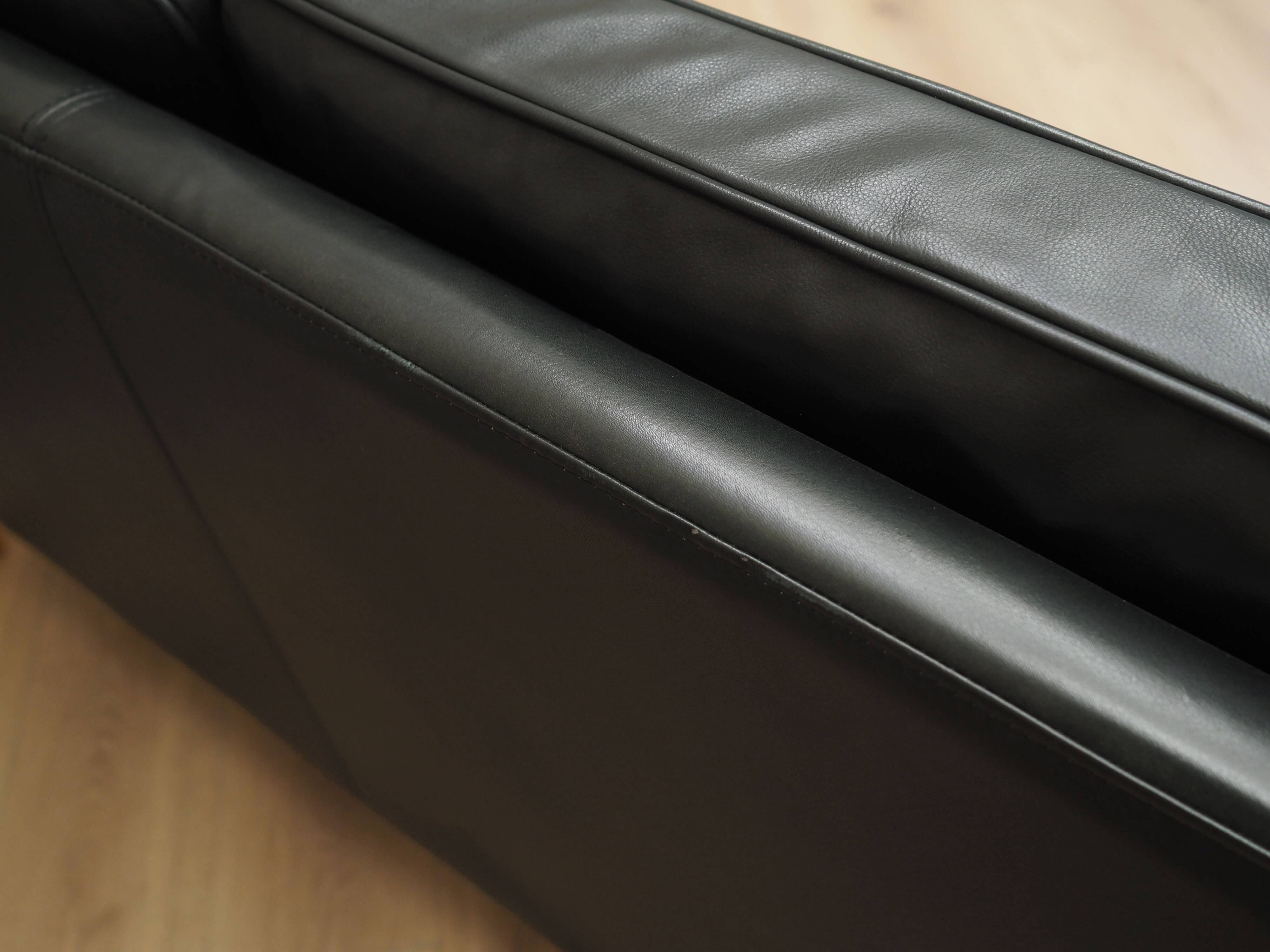 Black leather sofa, Danish design, 1970s, manufacture: Hurup Møbelfabrik