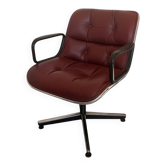 Charles Pollock Knoll armchair in burgundy leather, base 2nd edition.