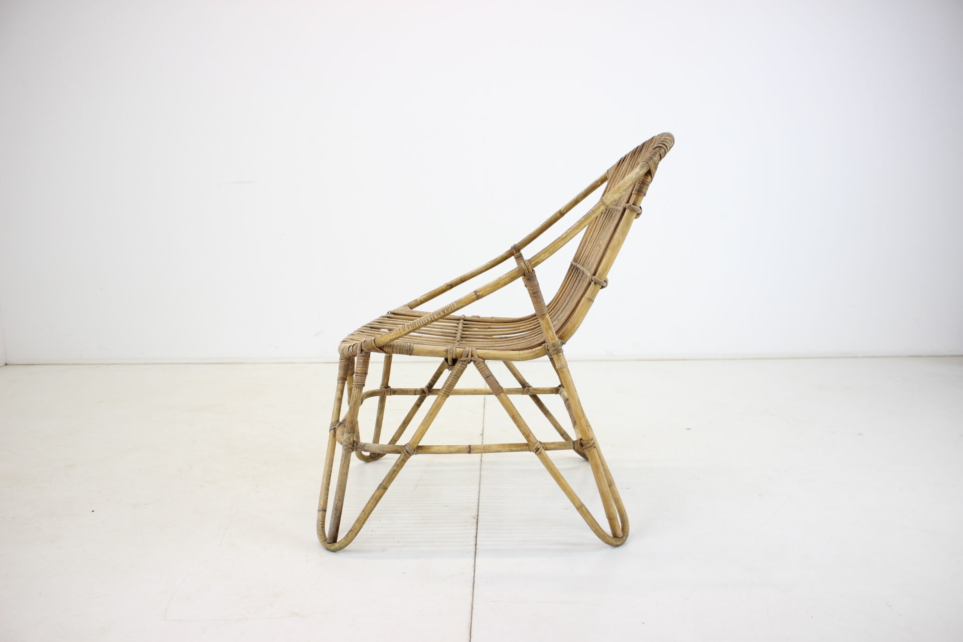 1960s Alan Fuchs Rattan Lounge Chair by Uluv, Czechoslovakia
