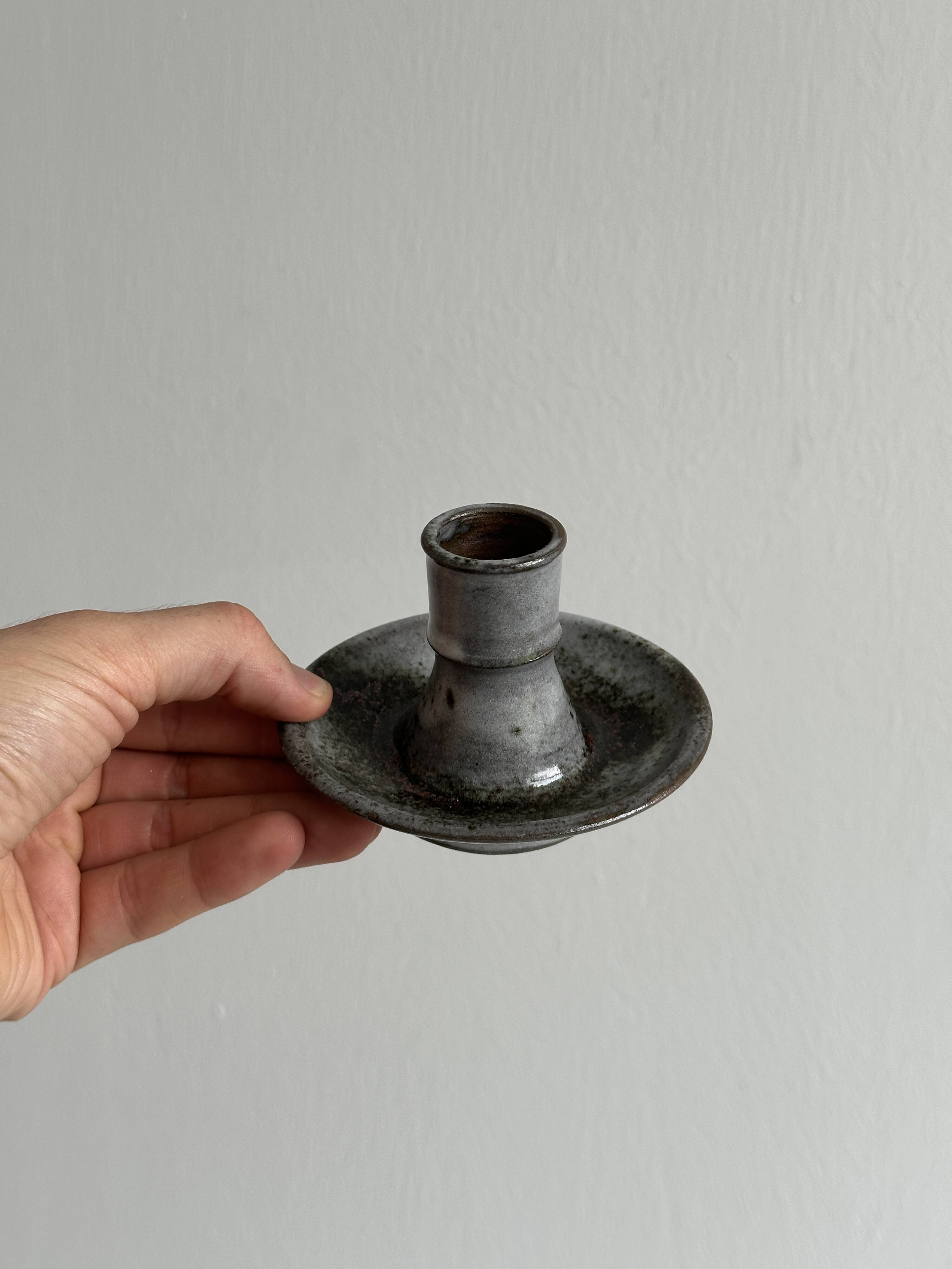 Sanded stoneware candle holder Chantal and Thierry Robert