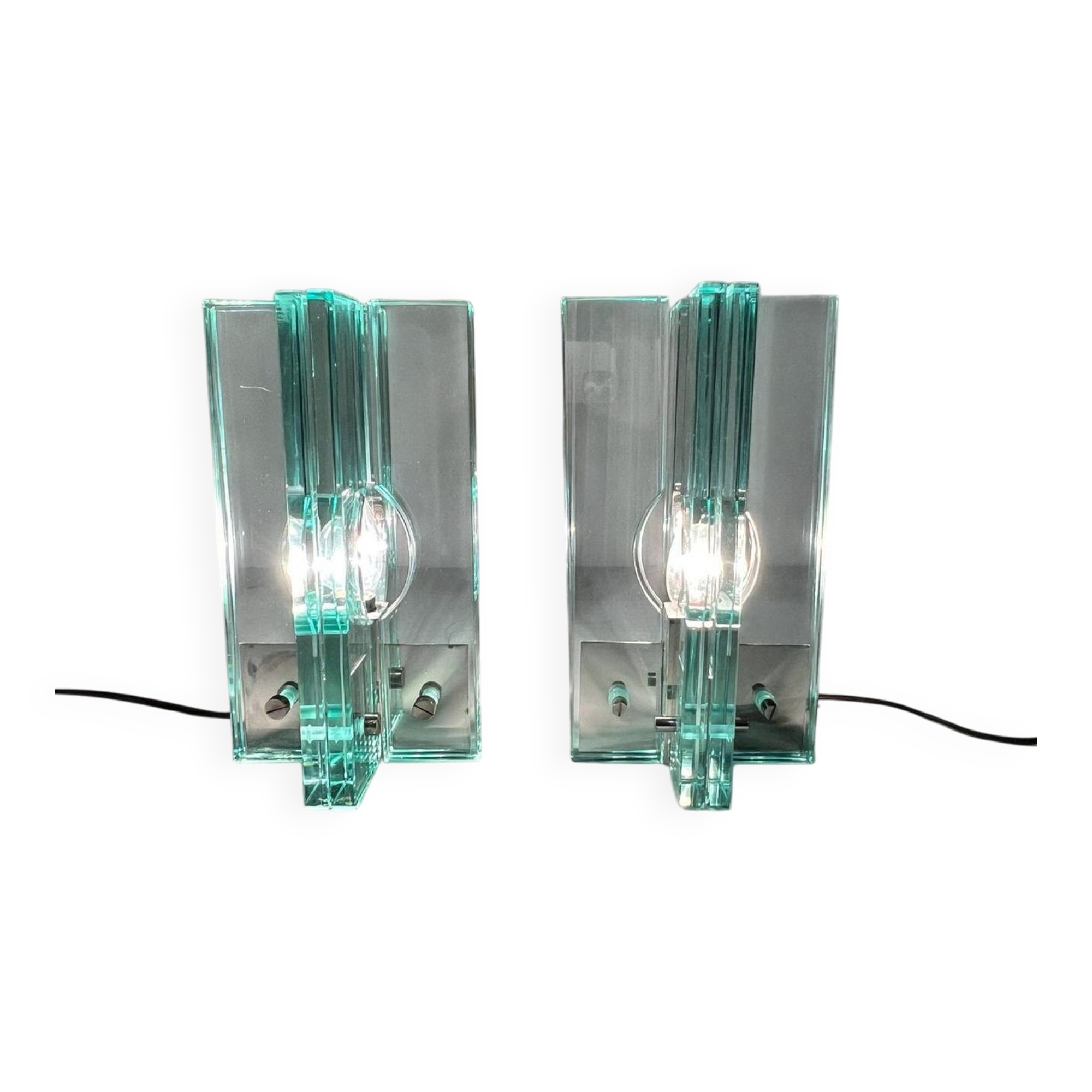 Giorgio Reggiori. Pair of table lamps/glass objects by Giorgio Reggiori for Gallotti & Radice, 1960s, Italy.