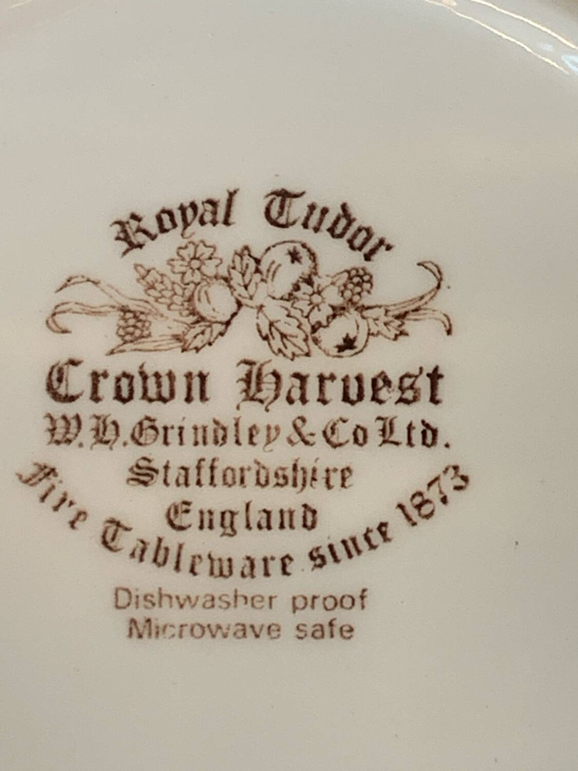 8 English deep plates Royal Tudor Crown Harvest