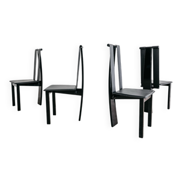Ensemble de 4 chaises de salle à manger postmodernes design années 80 vintage.