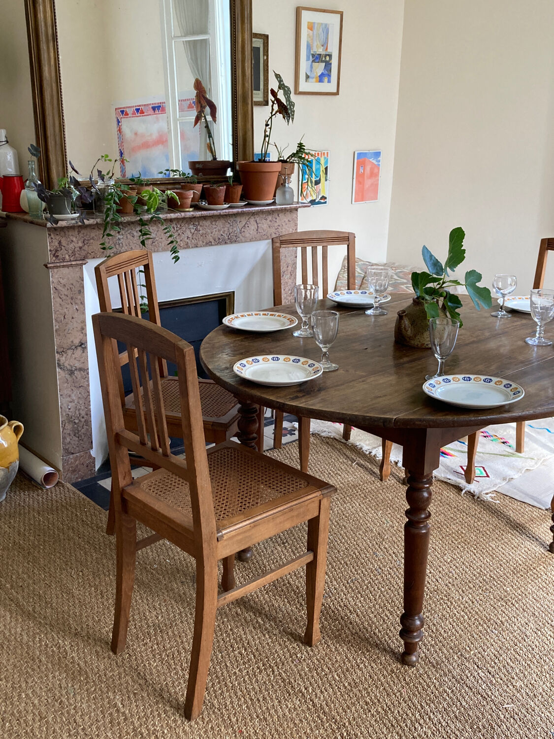 4 chairs cans art deco 1920 1930 in wood and antique canning