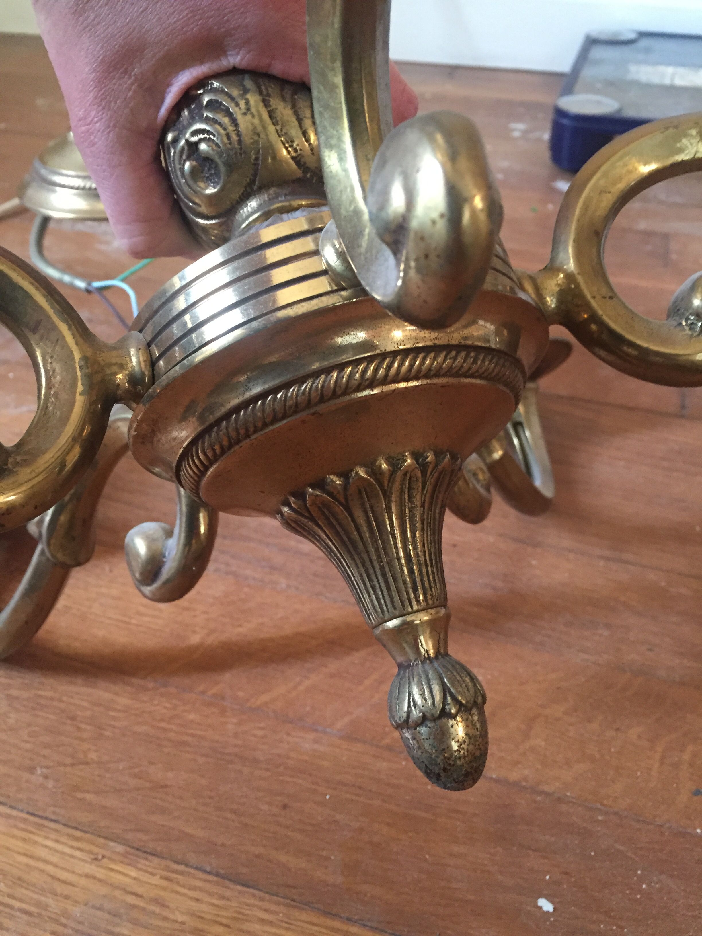 Bronze chandelier 3 branches imitation candles