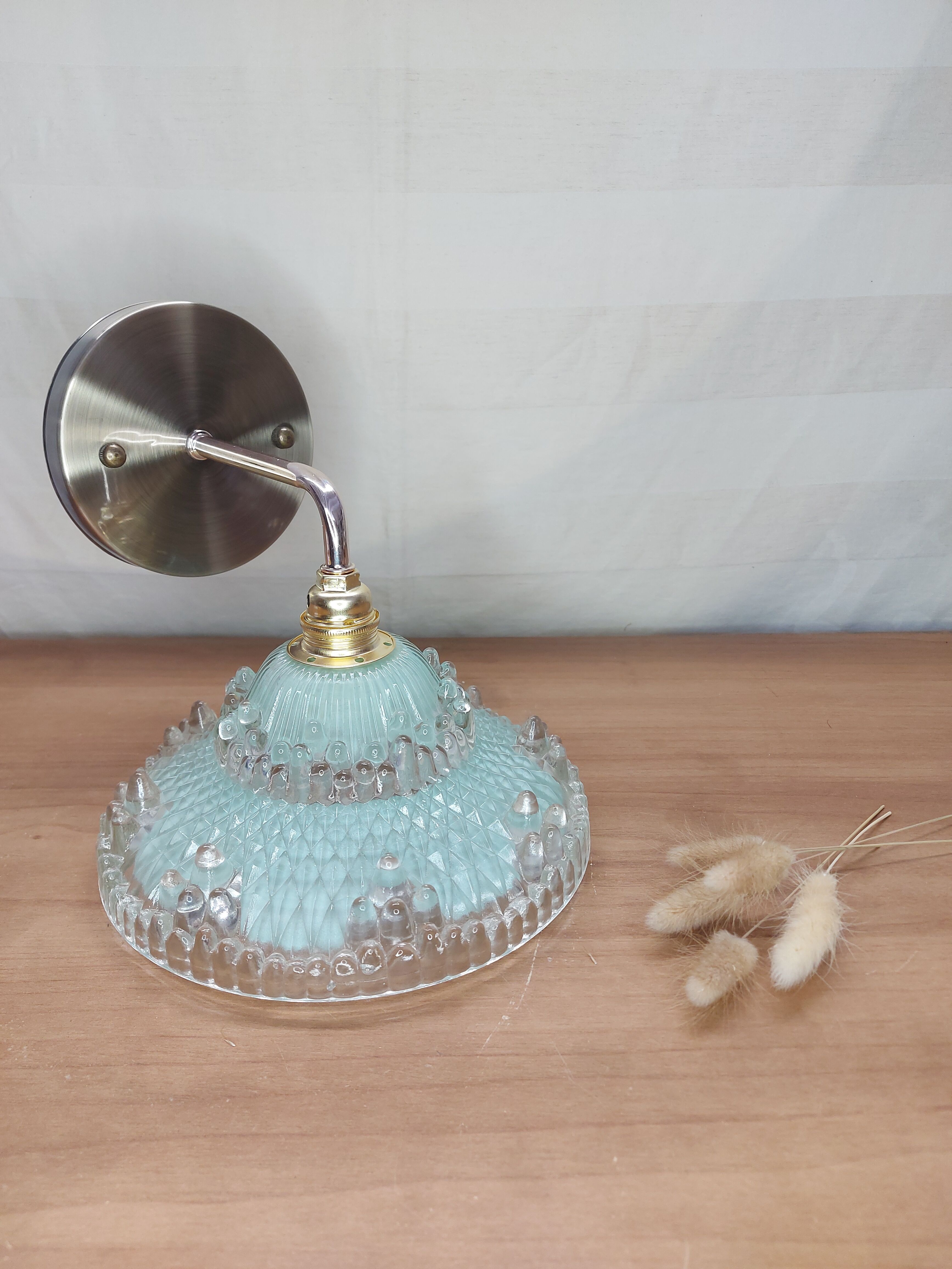 Opalescent glass wall lamp