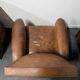 Pair of moustache club armchairs in leather, France, 1930s — to be restored.