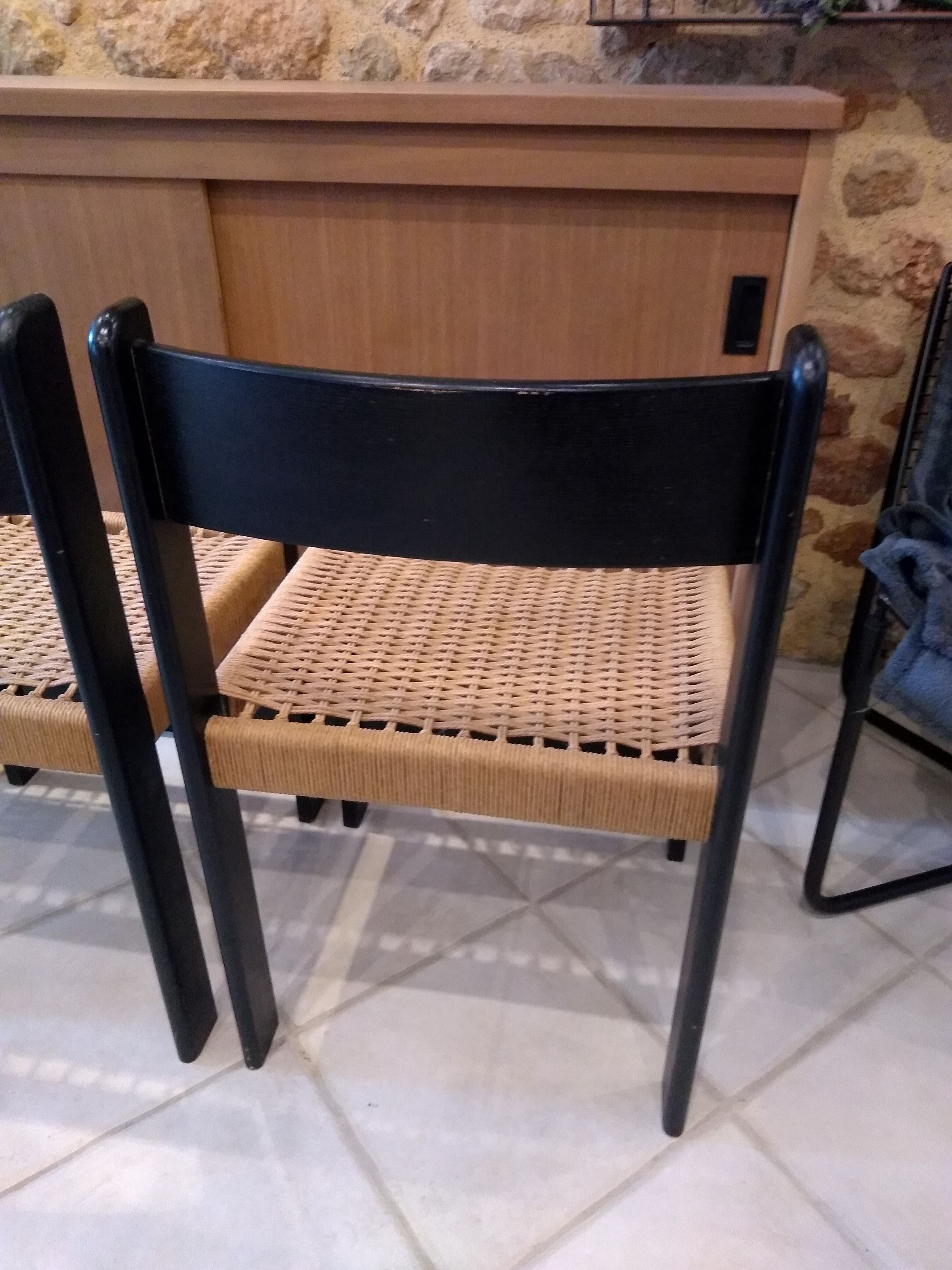 Set of 4 Scandinavian rope chairs