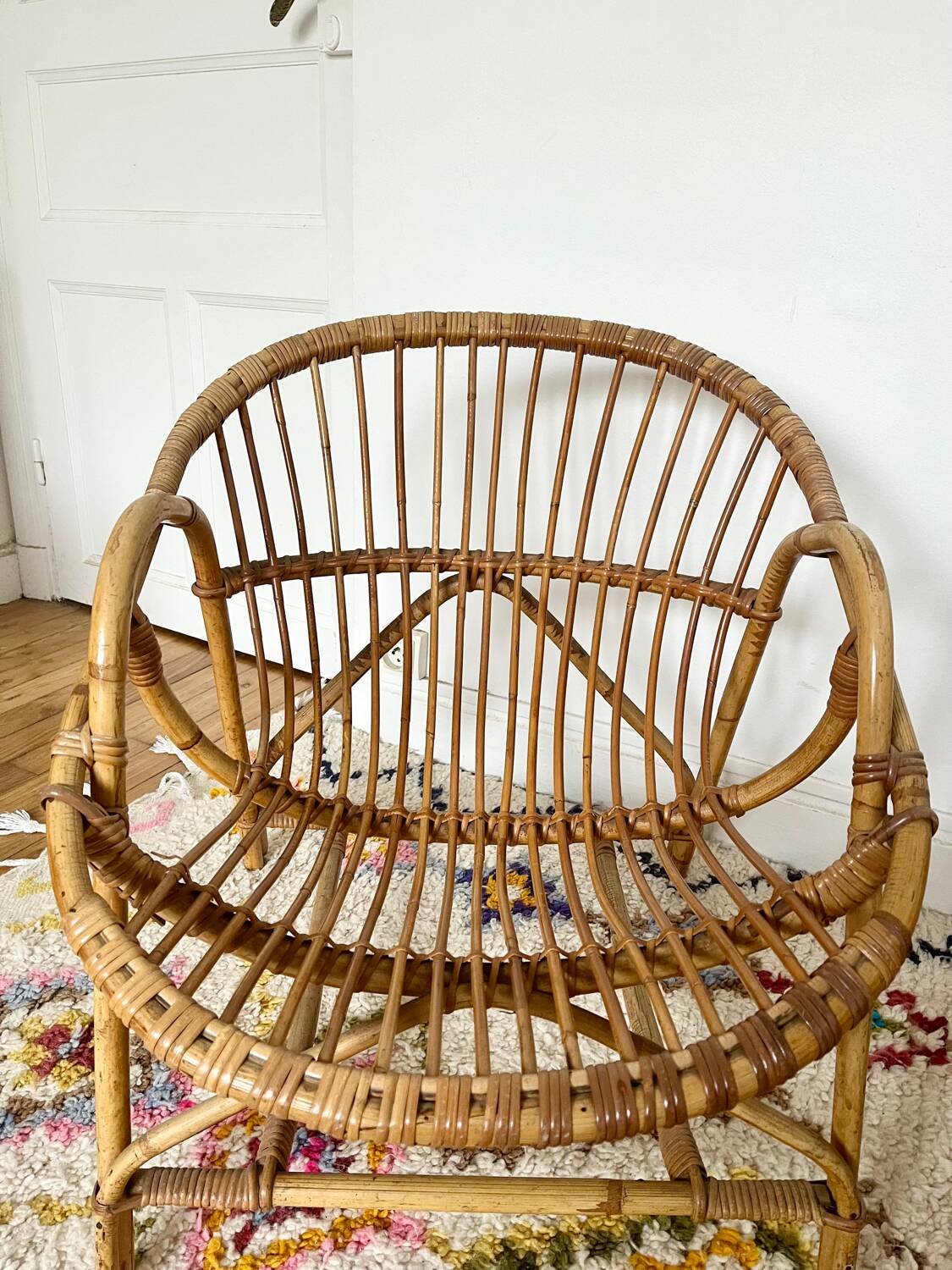 Pair of vintage rattan armchairs