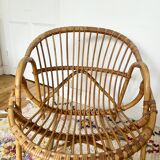 Pair of vintage rattan armchairs