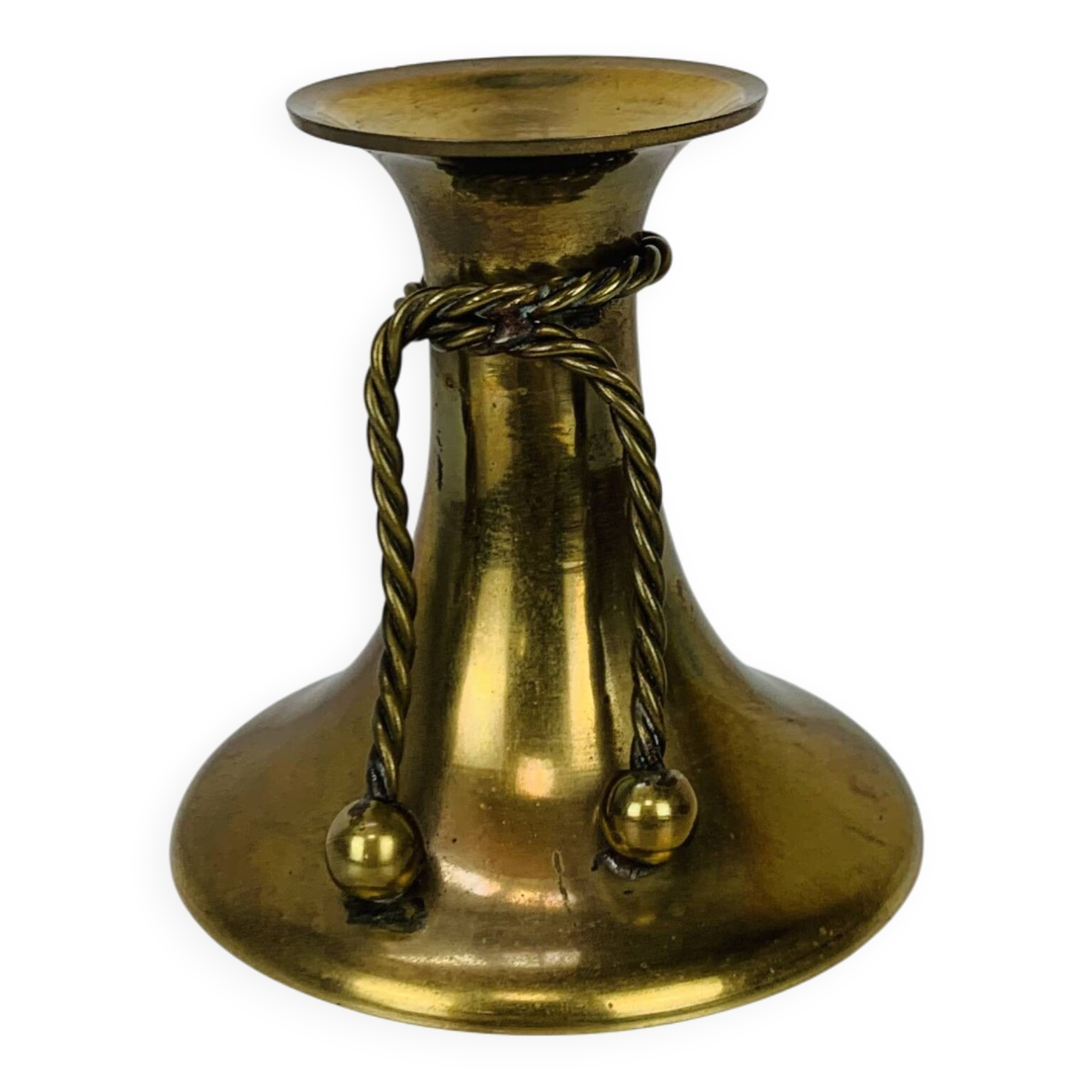 Vintage gold brass knot candle holder