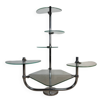 Art Deco shelf in glass and chrome metal