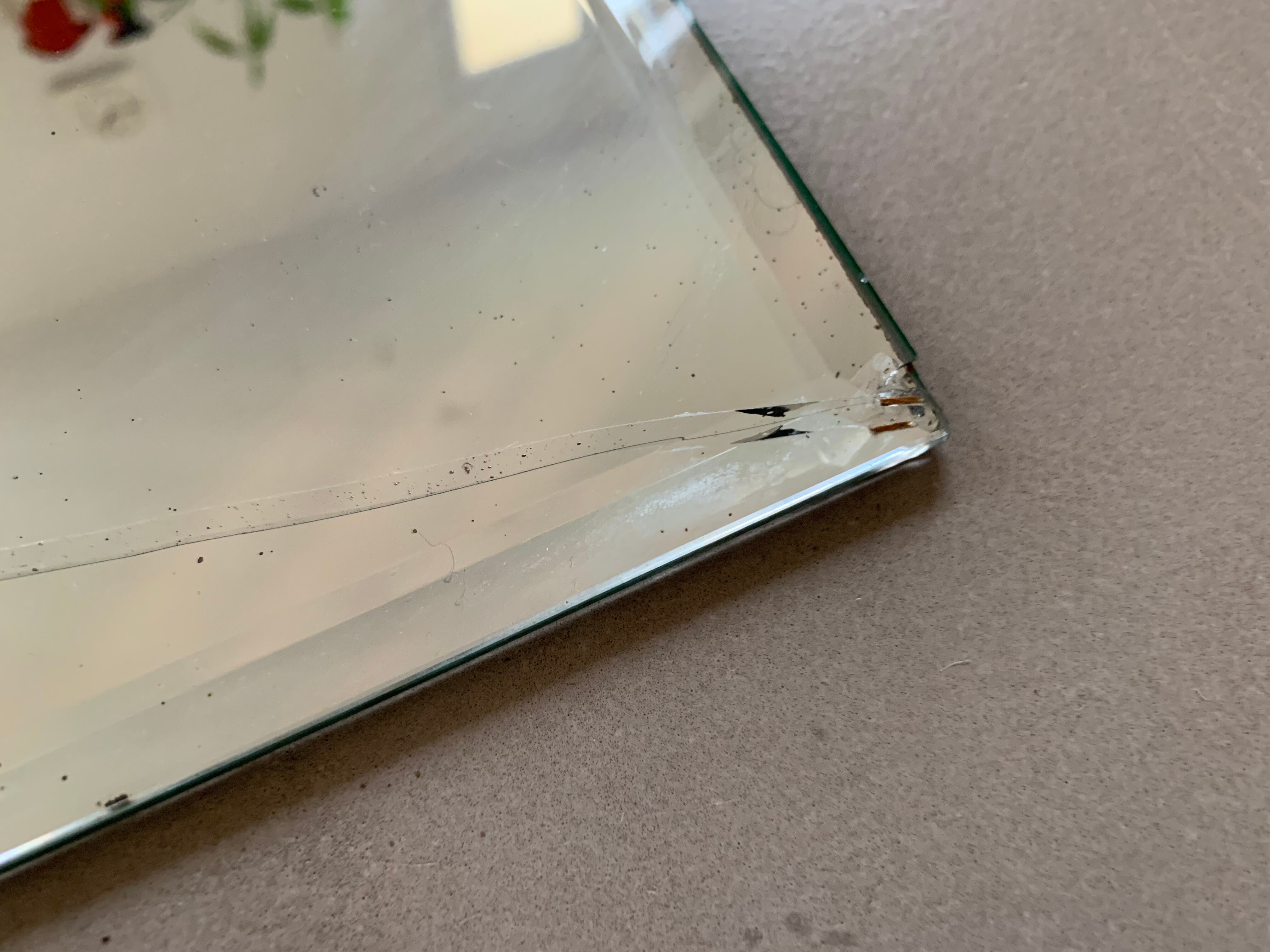 Antique beveled stitched mirror 38x54cm