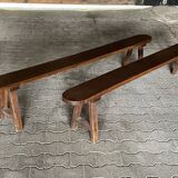 Pair of large solid oak farm benches
