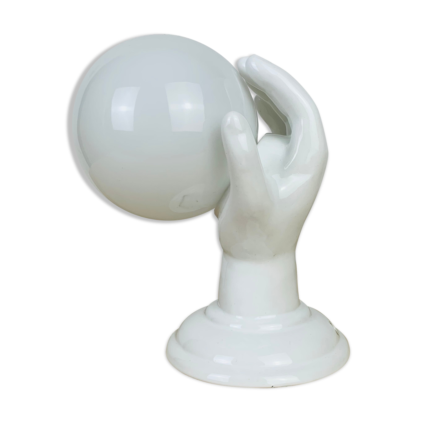 White and opaline ceramic hand wall lamp