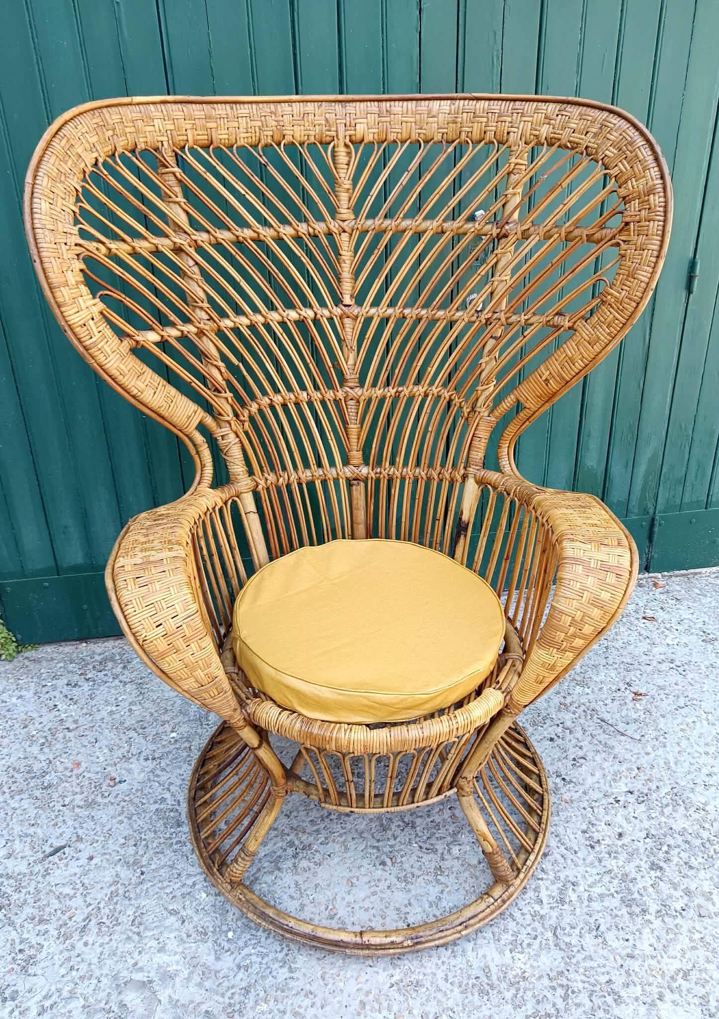 Fauteuil Emmanuelle en rotin par Gio Ponti, Italie 1960