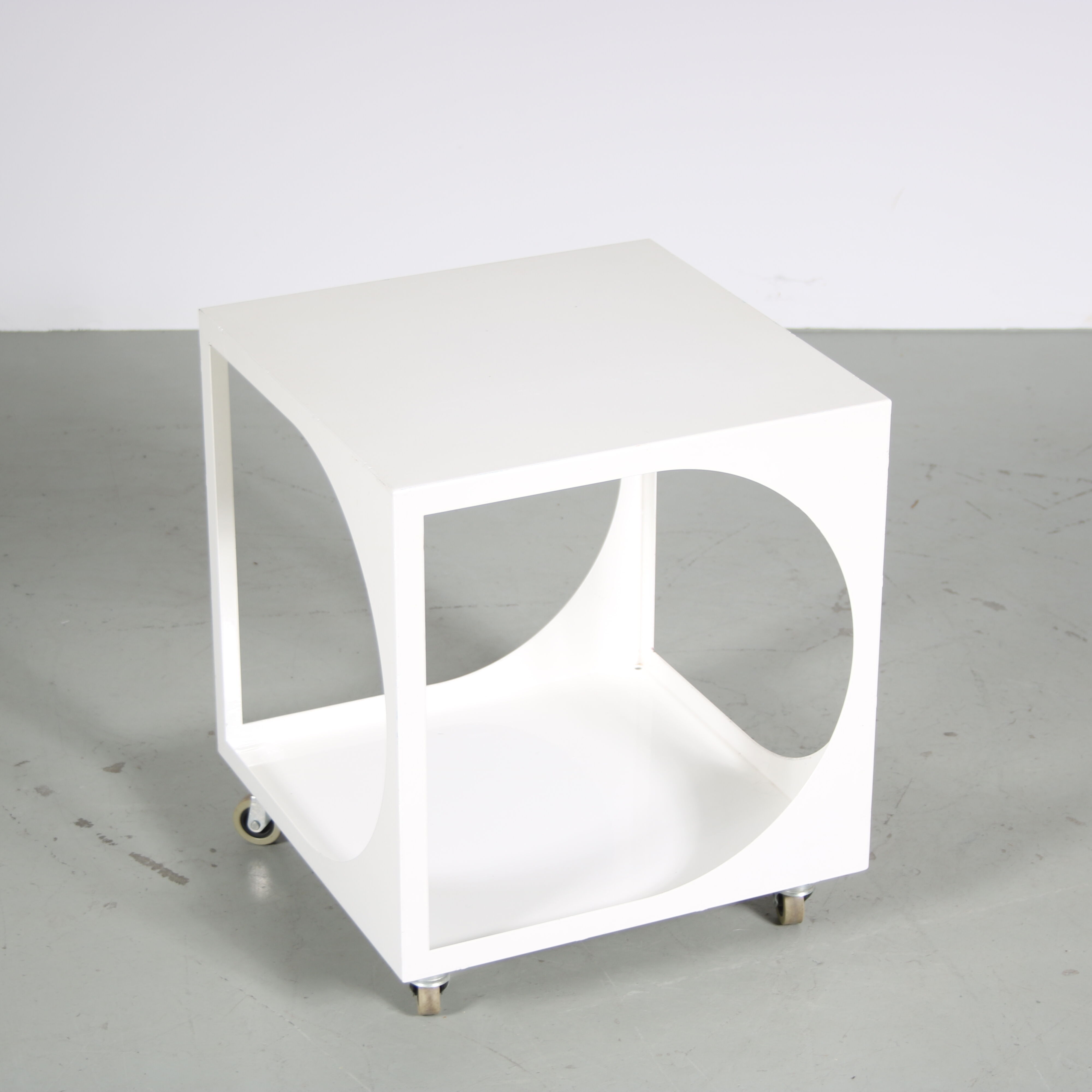 1960s white metal trolley from the Netherlands