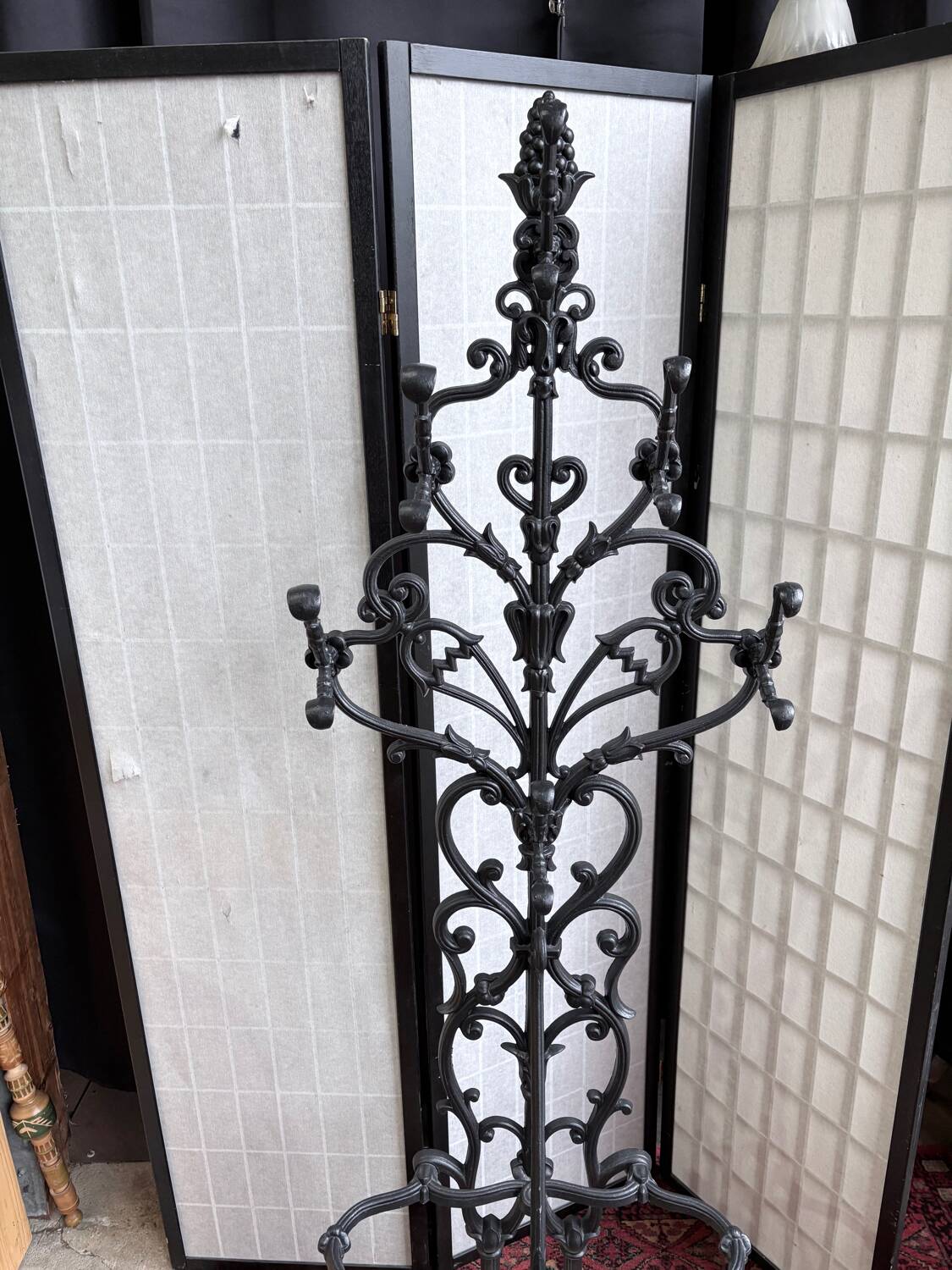 Art Nouveau cast iron coat rack