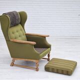 1970s, Danish highback armchair, wool, oak