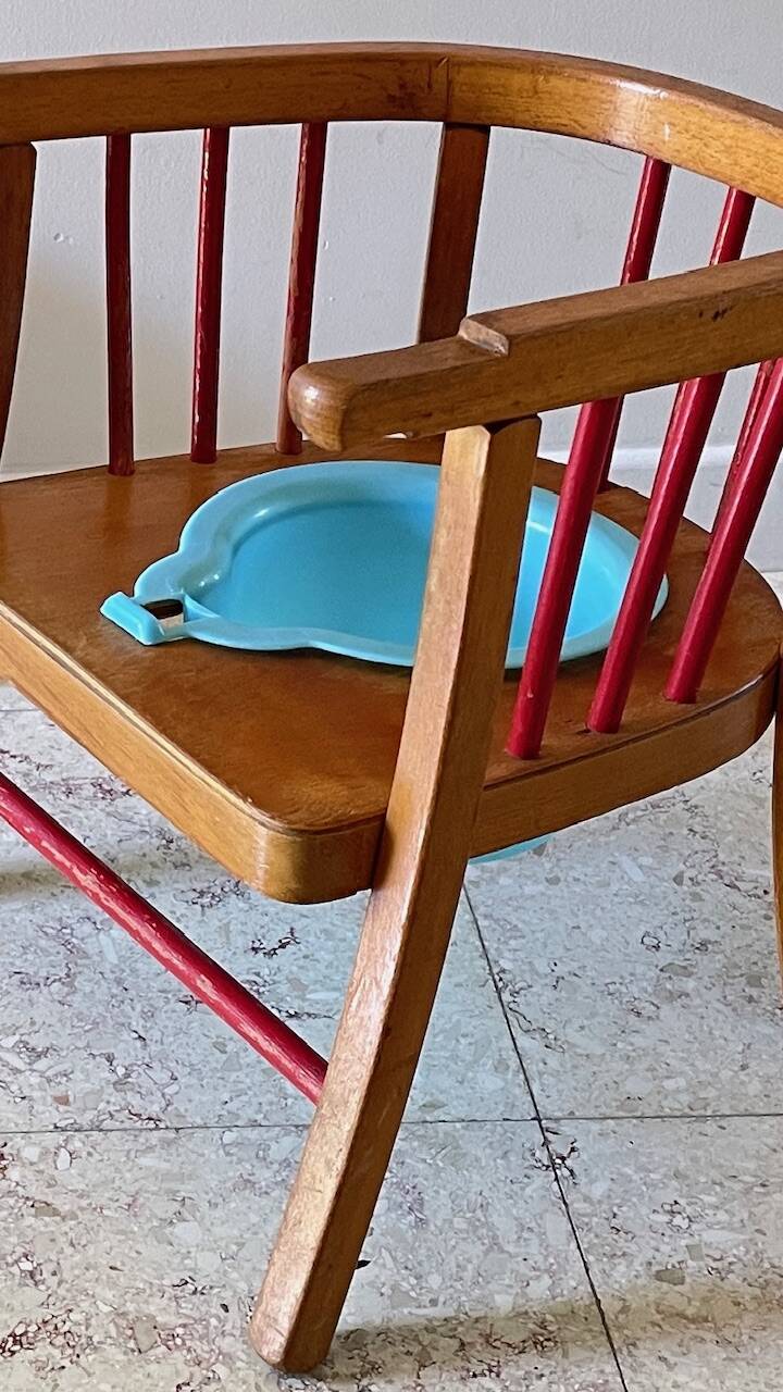 Vintage wooden Baumann baby armchair