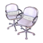 Paire de chaises vintage Molteni et Consonni Metal & Leather des années 1980